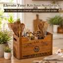Upgraded Large 4-Compartment Acacia Wood Kitchen Utensil Holder