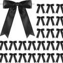 Riceshoot 24 Pcs Satin Ribbon Twist Tie Bows 5x7'' Large Decorating Ribbon Gift Bows Christmas for Gift Wrapping Champagne Bottle Cake Treat Bag Valentine's Day Wedding Birthday Party(Black)