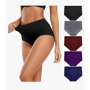 Molasus Women's Cotton Underwear High Waisted Full Coverage Ladies Panties (Regular & Plus Size), Small