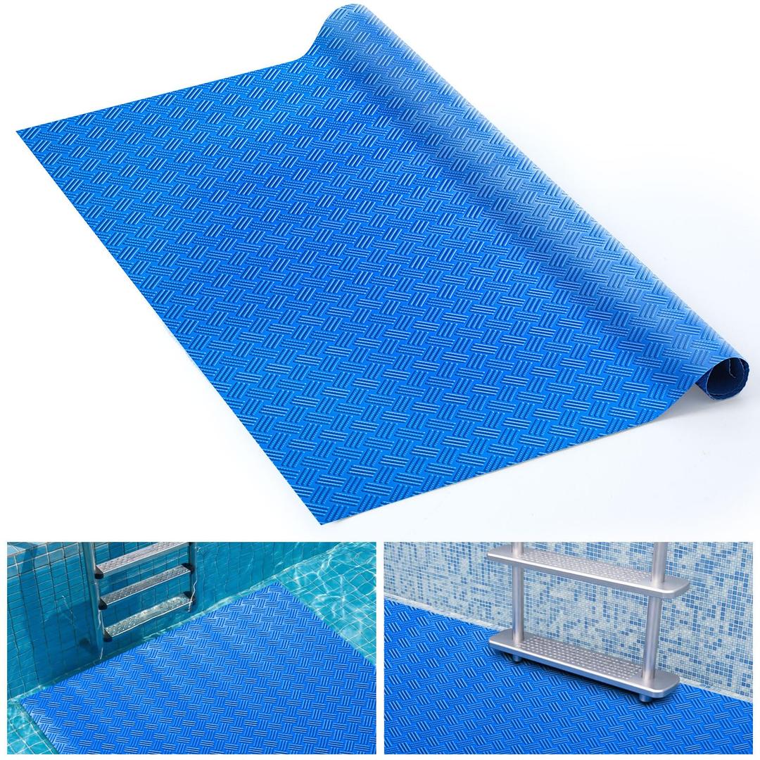 Breling 36" x 36" Swimming Pool Ladder Mat, Protective Pool Ladder Pad Step Mat with Non Slip Texture for Above Ground Swimming Steps Liners and Stairs(Striped)