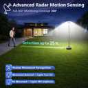 Movable Solar Street Lights Outdoor with Pole, 10000W 9999LM IP65 Waterproof Motion Sensor Lamp Posts Remote Control at 360° No Drill for Yard, Camping, Garden, Outside (86.6" Pole 216 LED)