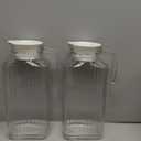 Glass Pitcher with Lid  Set of 2 Glass Water Pitcher 55Oz  Cold Carafe for Ice Tea, Water, Lemonade, Coffee  Elegant and Modern  Practical Spout Pitchers for Drinks