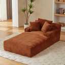 ERYE Oversized Recliner Chaise Lounge,Fluffy Corduroy Upholstered Boneless Sleeper Daybed Couch, Longer Sleeper Chair Bed Deep Seat Cloud Couch with 3 Toss Pillows
