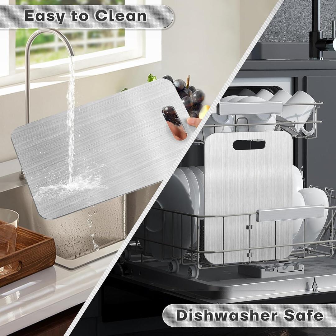 Titanium Cutting Boards for Kitchen 100% Pure Titanium Cutting Board set Double Sided Non Toxic Titanware Chopping Board,Durable Dishwasher Safe Cutting Boards(3PC-S+L+XL)