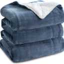 Bedsure GentleSoft Sherpa Fleece Blanket Queen Size for Bed, Non-Heated, Thick and Warm Throw for Women and Men, Soft Fuzzy Plush Queen Blanket for Winter, Slate Blue, 90x90 Inches