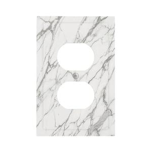 Decorative Outlet Covers White Grey Abstract Marble Minimalist Luxury 1 Gang Duplex Light Switch Cover Faceplate Electrical Switch plates Wall Plates Socket Covers for Bathroom Livingroom