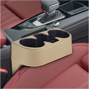 ZIMISI Car Cup Holder, PU Leather Auto Front Console Gap Filler Organizer, Multifunctional Cup Drink Holder, Car Seat Gap Filler Storage Box, Coin Bucket, Cell Mobile Phone Holder (Beige)