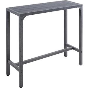TMEE Outdoor Bar Table Patio High Pub Table 55L Counter Height Table with Waterproof Top and Sturdy Metal Frame for Hot Tub/Poolside/Garden/Balcony/Hallway/Bistro, Rectangle, Black