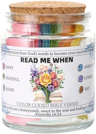 INCOK Christian Gift for Women Men, Read Me When Bible Verse Jar for Emotions and Feelings with Keychain, Graduation Gifts for Her, Birthday Gift for Women Men, Gifts for Easter Basket Stuffers