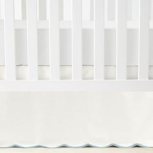 Lush Decor Coastal Chic Scalloped Edge Baby Crib Skirt Single 28" W x 52" L + 16" Drop Blue - White Crib Skirt - Baby Essentials - Coastal Nursery Decor