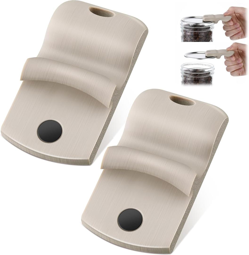 2 Pack Canning Jar Opener with Magnets, Mason Jar Opener For Canning Lids, for Regular and Wide Mouth Lids, Powerful Magnet for Easy Refrigerator Storage, Releases Vacuum Seal(Beige) 2 Pack Canning Jar Opener with Magnets, Mason Jar Opener For Canning Lids, for Regular and Wide Mouth Lids, Powerful Magnet for Easy Refrigerator Storage, Releases Vacuum Seal(Beige)
