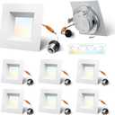 4 Inch Led Recessed Lights Square,Led Downlight Square White,with Baffle Anti-Glare,5CCT 2700K-5000K Dimmable,9W 800LM,ETL & ES(6 Pack)