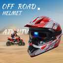 OUMURS Adult Dirt Bike Helmet with Goggles Gloves & Mask Adjustable Sun Visor Motorcycle Adults ATV Helmet Off-Road Motocross Downhill Moped MX for Unisex-Adult-Red Flame, M