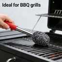 2 x 2PCS Steel Wool Scrubber with Handle Rustproof, Cast Iron Scrubber, Stubborn Messes Pot Brush, Remove Dirt for Cleaning Stoves,Sinks Dishes Grills Bowls & Metal Wire Sponge for Kitchens,Bathroom