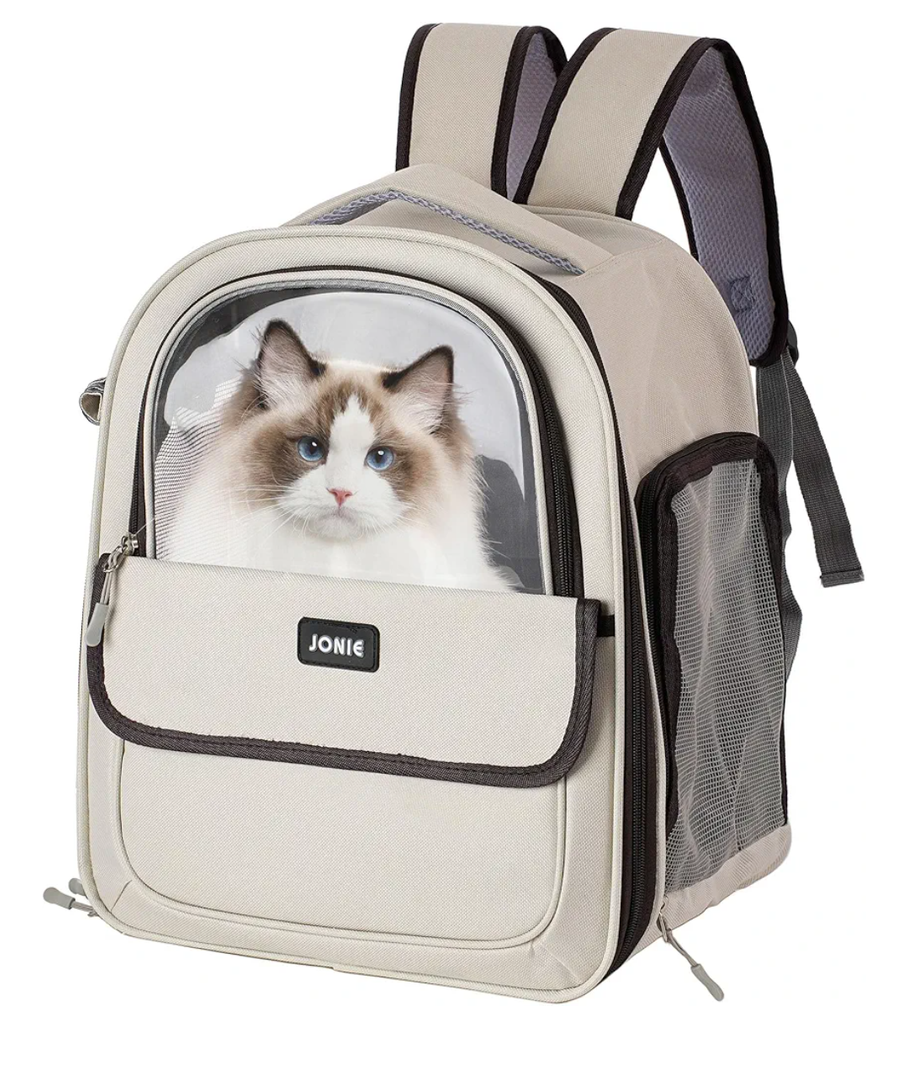 Vivicreate Large Cat Backpack Carrier for Travel and Hiking Transparent Pet Bubble Backpack for Cats up to 20lbs with Ventilation and Padded Straps Mochila para Gatos transportadora mascotas (Pink)