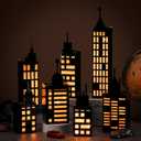 15 Pcs Hero Party Favor Boxes Skyscraper 3D City Box Skyline Buildings Heroes Candy Goodies Boxes Hero Theme Centerpiece Decorations Birthday Party Supplies(Warm)
