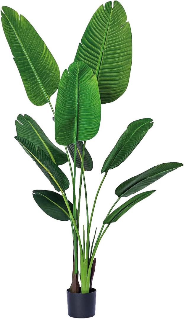 One 5 Foot Artificial Silk Bird of Paradise Palm Tree Potted Plant by Bagari (1 Piece (5 ft)