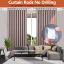 Curtain Rods No Drilling for Windows,5/8 Inch Diameter Drapey Pole with No Drill Curtain Rod Brackets (2PCS White, 48 to 84")