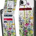 Bemal for iPhone 16e Wallet Case, Built-in 6 Card Holder, Fashion Printed, RFID Blocking, PU Leather Kickstand, Magnetic Closure, Shockproof Phone Cover for Women and Men, Blooming Floral