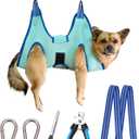 Dog Pet Grooming Hammock,S Dog Hanging Harness for Nail Clipping, Dog Trimming Cutting Hammock, Dog Sling Holder Helper for Small Dogs, Dog Grooming Restraint Bag with Wide Strap Sewed (Small 24 LB Max/Turquoise)