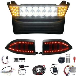 NOKINS Club Car Precedent Light Kit with Bumper for Club Car Precedent 2004-UP Electric Gas Golf Cart - 12V LED Headlight & Turn Signal Light(Fit #102524800/1025248-01) (Front & Rear Light Deluxe Set)