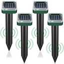 4 Pack Mole Repellent for Lawns Solar Powered Groundhog Spikes, Ultrasonic Mole Stakes for Yard, Waterproof Gopher Repellent to Get Rid of Chipmunk, Vole and Snake for Garden