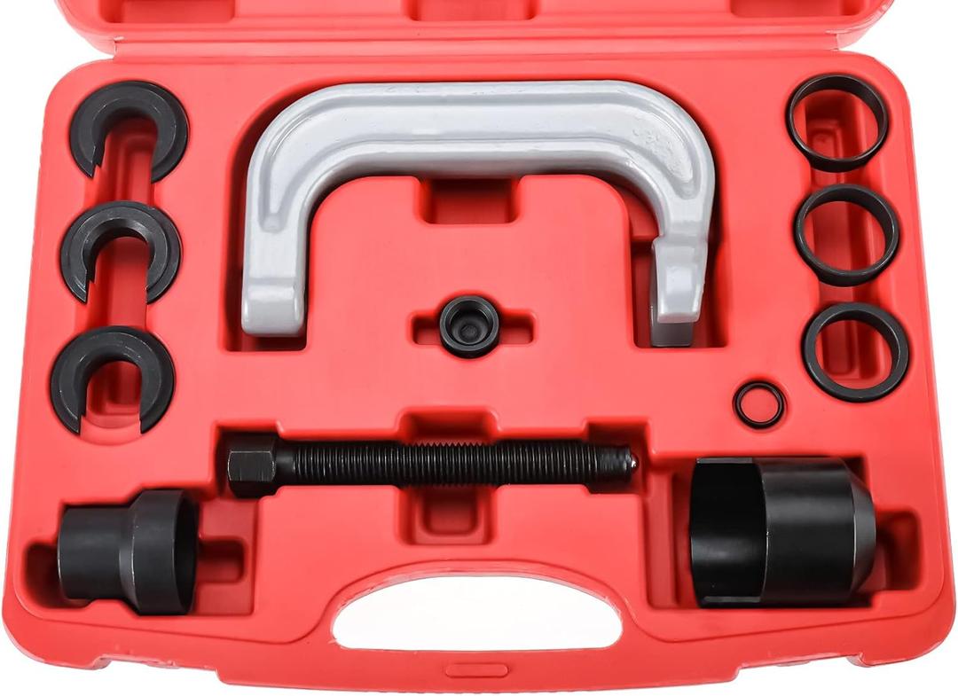 13Pcs Upper Control Arm Bushing Removal Tool Repair Kit Fit for Ford GM Chrysler, Forged C Frame Service Tool Set
