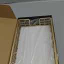 Wican Guest Towel Holder Tray for Bathroom, Oak and Iron Napkins Holder for Powder Room Dinning Table Wooden Basket for Disposable Paper Hand Towels Gold and Black (9.06 x 5.51 x 2.56 inches)