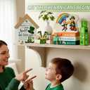 Thyle 10 Pcs St. Patrick's Day Table Sign Wooden Shamrock Lucky House Irish Lucky Block Book Stack Tiered Tray Table Centerpiece for Farmhouse Home Kitchen Party Decor(Let The Shenanigans Begin)