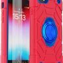KCJ for iPhone SE Case 2022/2020, iPhone 8/7/6/6S Case, with [2Screen Protectors][Ring Stand] Soft Silicone+Hard PC Full Body Protection Heavy Duty Phone Case 4.7 inch (Red+Blue)