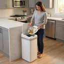 iTouchless 13 Gallon Motion Sensor Garbage Container with Odor Filter, 50L Touchless Stainless Steel Kitchen Bin, Smart Automatic Lid, Fingerprint-Proof, Pet-Safe Lock & Soft-Close, Brilliant White
