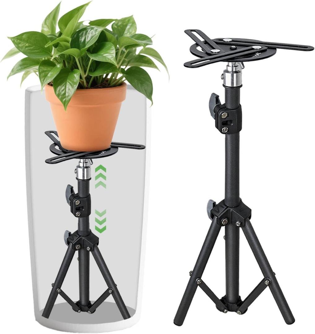 WUPIOS Plant Risers for Inside Pots 2 Pack Adjustable Height 12-21" & Width 4-6.5" Metal Plant Stand Riser for Planter Lift Insert for Tall Square Round Taper Planter for Home Office Garden