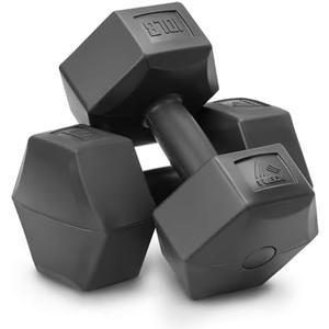 RBX Vinyl Coated Hand Weight Dumbbell Set - Hex Shaped, Roll Free for Body Building/Sculpting/Strength Training Exercise, (Set of 2)