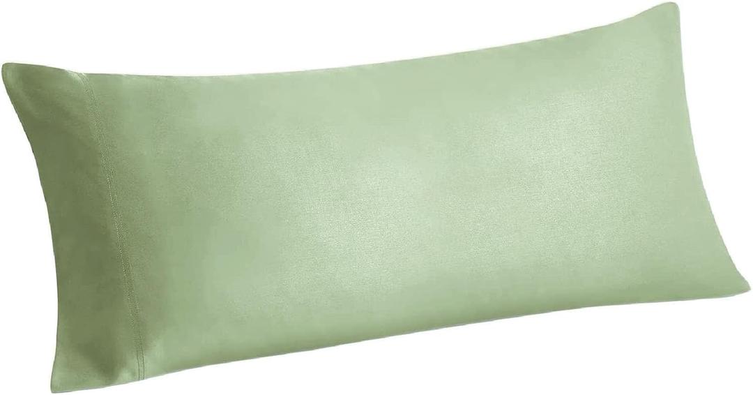 BEDELITE Body Pillow Cover, Rayon Made from Bamboo, Cooling Body Pillow Pillowcase for Hot Sleepers and Night Sweats, Breathable & Silky Soft Full Long Pillow Case Cover (Sage Green, 20x54 Inches)