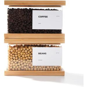 Bamboo Food Dispenser | Kitchen Organizers and Storage | Airtight Pantry Organizers and Storage Container | Cereal, Rice, Flour, Snack Storage (2, Small)