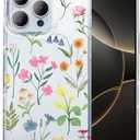 Compatible for iPhone 16 Pro Max 6.9 Case Nature Flower Shockproof Clear Phone Cover for Girls Women