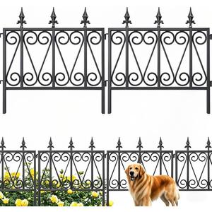 AMAGABELI GARDEN & HOME 5 Panels 24in(H)10ft(L) 0.4 Inch Wire Diameter Decorative Garden Fences and Borders for Dogs No Dig Metal Garden Edging Border Animal Barrier Fencing for Flower Bed Yard Patio