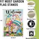 Artofy Welcome Spring Summer Rainbow Gnome Large Decorative House Flag, Daisy Flower Butterfly Yard Garden Outside Decor, Seasonal Burlap Outdoor Home Decoration Double Sided 28 x 40