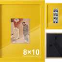 Gerrii 8x10 Inch Monochromatic Picture Frame with Mat,1 Pcs, Butter Yellow | Real Glass Wood Picture Frames, Ideal for Tabletop and Wall Hanging, Hold Photos Strips and Modern Art