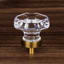 Glass Crystal Dresser Cabinet Knobs Antique Vintage Brass, Octagon Knobs and Pulls for Dresser Drawers, Bathroom Kitchen Cabinet Drawer Knobs Set,16 Pcs
