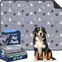 Washable Pee Pads for Dogs Mat, 2 Pack Absorbent Reusable Training Dog Pads Pet Puppy Pads, Non-Slip Potty Pads for Whelping, Playpen, Crate, Bed, Grey 32"x52" (Gray)