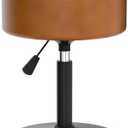 LUE BONA 360Swivel Vanity Stool Chair for Makeup Room, Height Adjustable Stool for Vanity with Storage, Small Whiskey Brown Faux Leather for Bathroom, Living Room