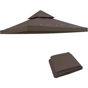 TGEHAP 10x10 Canopy Replacement Top Double Tiered Gazebo Cover for Yard, Patio & Garden Durable Sunshade Replacement, Dual Tier Cover Only(Coffee)
