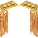 INFUNLY 1 Pair Shoulder Fringe Epaulette 6.1"3.15" Gold Tassel Boards Epaulet Shoulder Brooch Badge Detachable Honor Guard Fringe Epaulette Unisex Uniform Epaulet for Cloth Jacket Suit Accessories