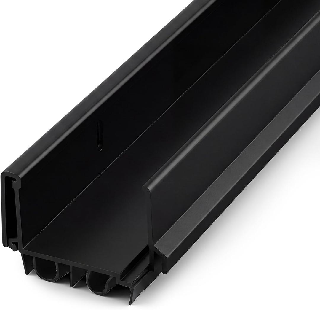 FoldTier 1 Pcs 1-3/4 x 36 Under Door Sweep for Exterior & Interior Doors Adjustable Double Bubble Draft Stopper for Door Bottom, Energy Efficient Slide to Install Blocks Dust/Insects/Noise(Black)