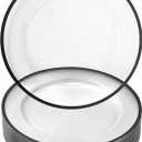 Goodluck 12 Inch Charger Plates, 25 Pack Clear Charger Plates with Black Trim, Plastic Charger Plate Bulk for Dinner, Wedding, Party, Event Decoration, Clear&Black