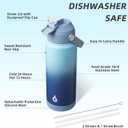 BJPKPK Water Bottle with Straw Lid, 24oz Vacuum Insulated Water Bottles, Metal Stainless Steel Thermo for Sports, Travel, BPA Free Leak Proof Thermo, Cups, Flasks, Tumblers,Sky