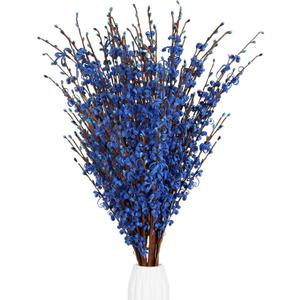 15PCS Blue Flowers 29.5" Jasmine Flowers Long Stem Artificial Flowers for Tall Vase Wedding Party Home Office Kitchen Decoration(Blue)