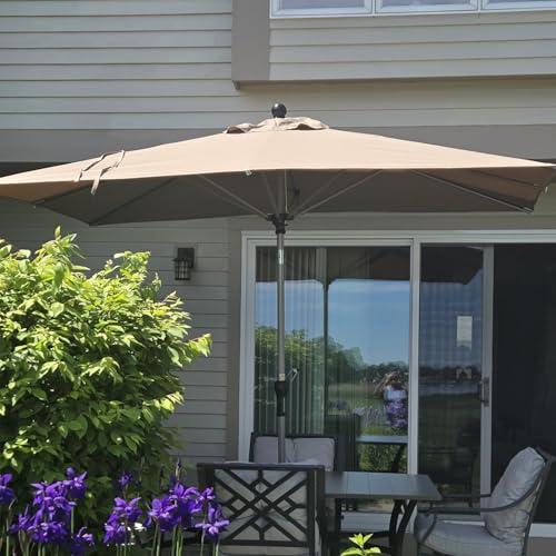 BLACK AND WHITE STRIPED LEAF 6' x 9' Rectangle Outdoor Umbrella for Patio with Tilt Adjustment, Patio Table Umbrella for 3 Year Fade Resistant, Aluminum Pool Market Umbrella for Deck, Garden, Patio, Poolside or Lawn