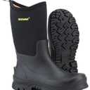 Showave Men's Rain Boots Mid Calf Mud Boot Waterproof Insulated Rubber Boots for Gardening Working and Outdoor Size 9